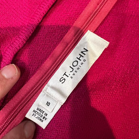 ST. JOHN EVENING Women's Embellished Sleeveless Mini Dress Size 10 In Pink - Picture 6 of 7